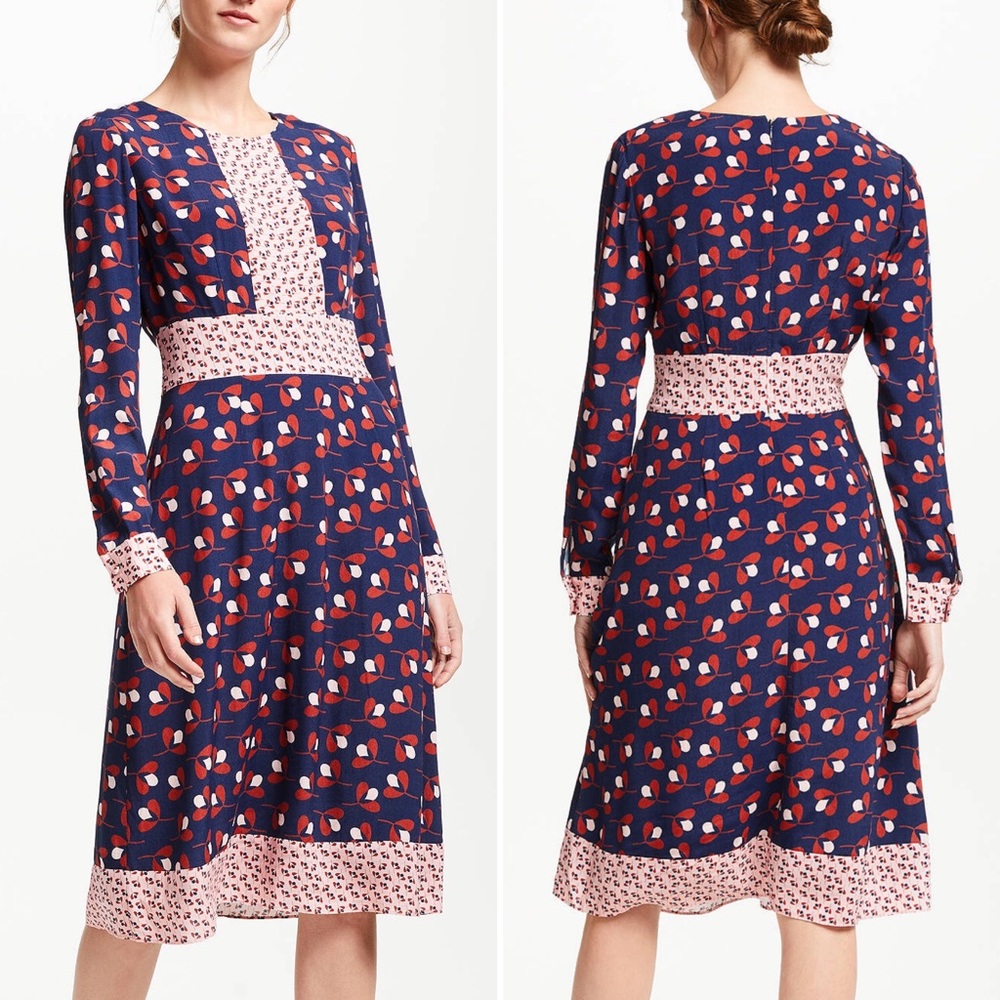Boden | Navy Blue & Red Daisy Conker Dress